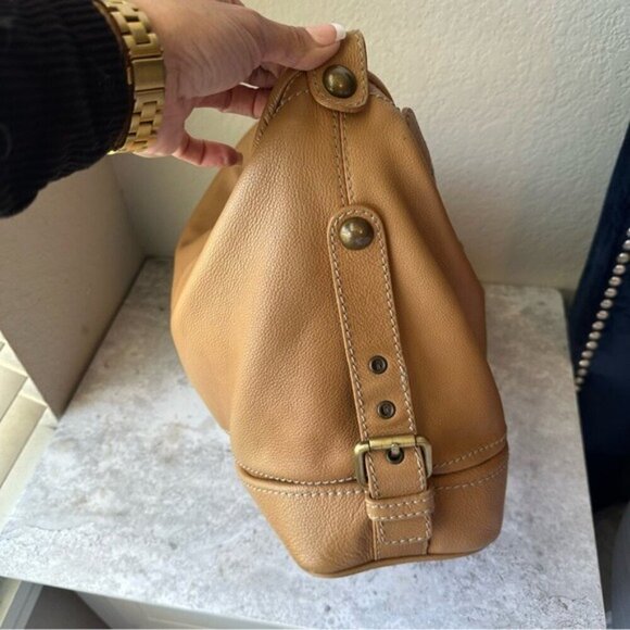 Nuovedive Italian Tan Brown Sienna Leather Satchel Purse Bag - Picture 5 of 10